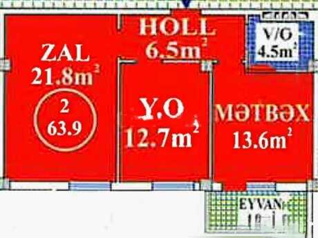 2 otaqlı mənzil, 64 m², Nərimanov: 145 000 ₼ 2
