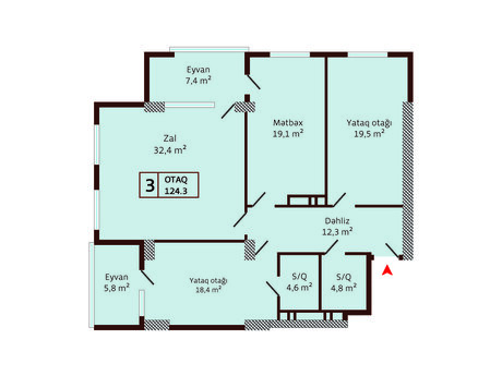 3-комн. новостройка - Наримановский  р. - 124.3 м²