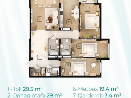 Koroğluda 4 otaqlı yeni tikili mənzil satılır, 173 m², 414 000 AZN, şəkil 3 / 12