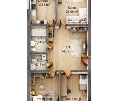 3 otaqlı yeni tikili - Gənclik m. - 149 m²