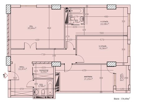 4-комн. новостройка - м. 8 ноября - 137 м²