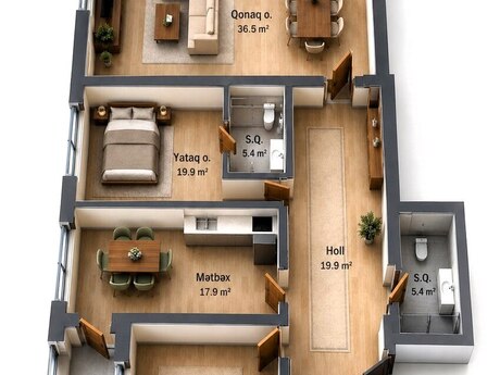 3 otaqlı yeni tikili - Nəriman Nərimanov m. - 139 m²