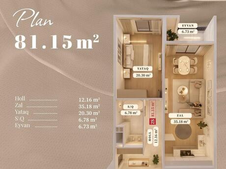 2 otaqlı mənzil, 81,2 m², Art Tower: 400 000 ₼ 2