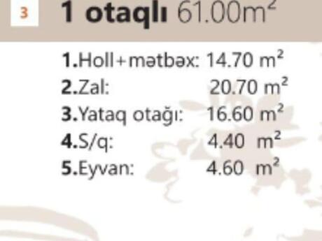 2 otaqlı mənzil, 61 m², Bakıxanov: 143 500 ₼ 2