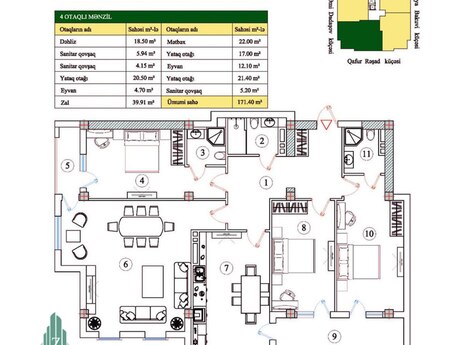 4 otaqlı yeni tikili - Nəriman Nərimanov m. - 172 m²
