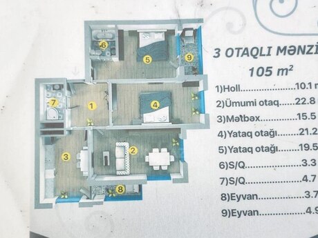 3-room apartment, 106 m², Şah İsmayıl Xətai: 345 000 ₼ 5