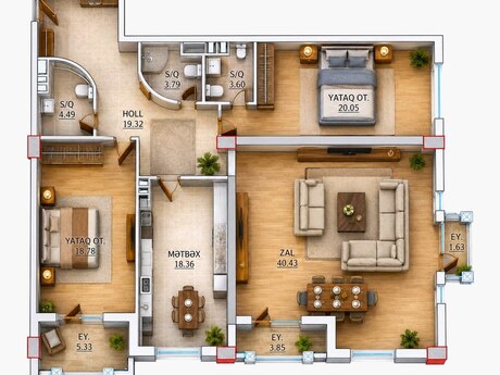 3 otaqlı mənzil, 140 m², 28 May: 437 000 ₼ 2