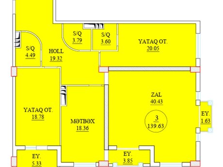 3 otaqlı mənzil, 140 m², 28 May: 437 000 ₼ 3