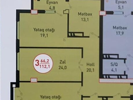 3 otaqlı mənzil, 112 m², Memar Əcəmi: 235 000 ₼ 2