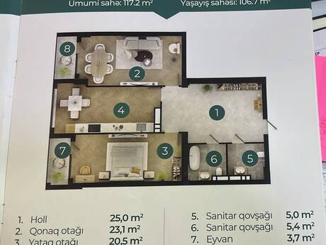 2 otaqlı mənzil, 117 m², Koroğlu: 293 000 ₼ 2