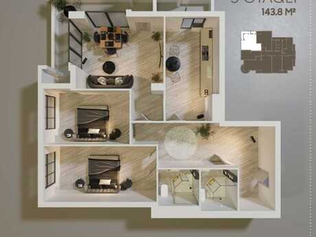 3 otaqlı mənzil, 144 m², 28 May: 374 400 ₼ 2