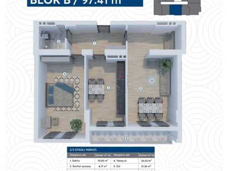 2 otaqlı mənzil, 97,4 m², Lake City: 275 000 ₼ 5