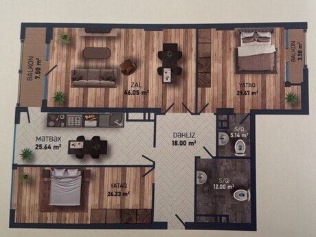 3 otaqlı mənzil, 174 m², Triumph Palace: 460 000 ₼ 3
