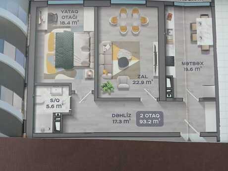 2 otaqlı mənzil, 93,2 m², Bakı Bağları: 466 000 ₼ 5