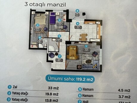 3 otaqlı mənzil, 120 m², Şah İsmayıl Xətai: 460 000 ₼ 2