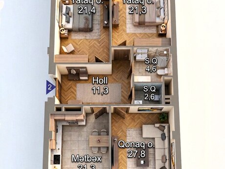 3-room apartment, 117 m², Gənclik: 324 000 ₼ 3