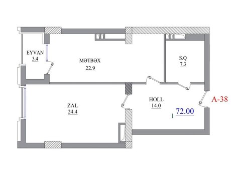 2 otaqlı mənzil, 72 m², Central Towers: 290 000 ₼ 2