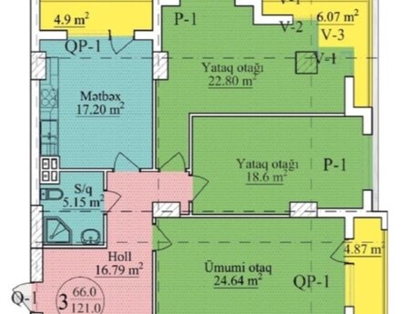 3 otaqlı mənzil, 121 m², Nəriman Nərimanov: 320 000 ₼ 2