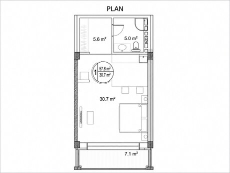 1-room apartment, 57,8 m², Park Residences 3: 150 000 ₼ 2