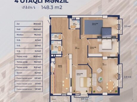 4 otaqlı mənzil, 150 m², 28 May: 510 000 ₼ 3