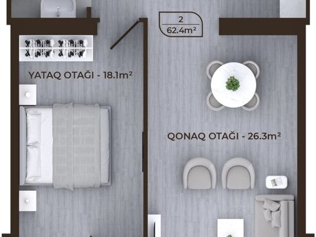 2 otaqlı mənzil, 62 m², Nərimanov: 165 000 ₼ 2