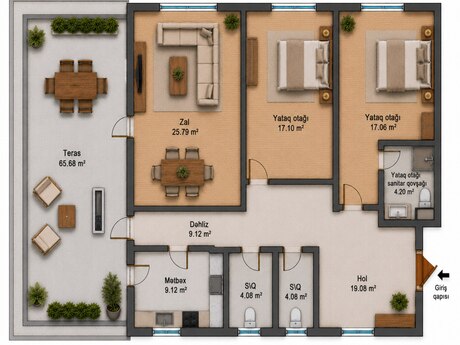 3 otaqlı mənzil, 169 m², 28 May: 370 000 ₼ 2