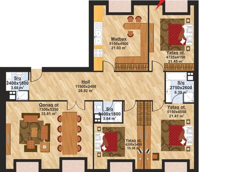 4 otaqlı mənzil, 180 m², Ağ şəhər: 648 000 ₼ 2