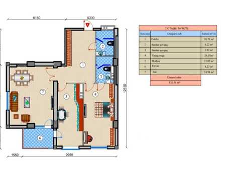 3 otaqlı mənzil, 121 m², Zümrüd Residence: 384 000 ₼ 2
