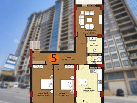3 otaqlı mənzil, 140 m², Həzi Aslanov: 255 000 ₼ 2
