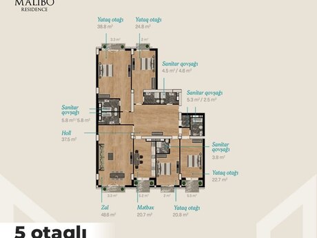 5-комнатная квартира, 268 м², Malibo Residence: 740 000 ₼ 2