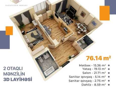 2 otaqlı mənzil, 76 m², 20 Yanvar: 213 000 ₼ 4