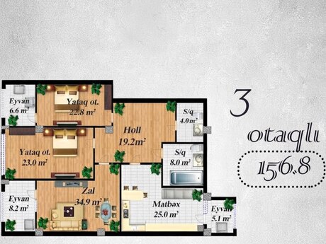3 otaqlı mənzil, 157 m², Gənclik: 359 000 ₼ 2
