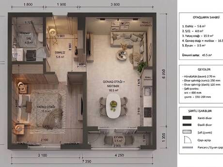 2 otaqlı mənzil, 45,5 m², Binəqədi: 169 000 ₼ 4