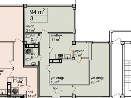 3 otaqlı mənzil, 94 m², Neftçilər: 229 000 ₼ 2