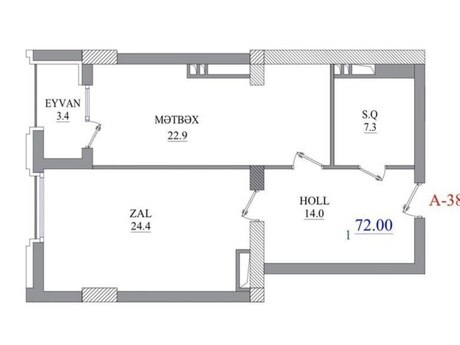 2 otaqlı mənzil, 72 m², Nizami: 288 000 ₼ 5