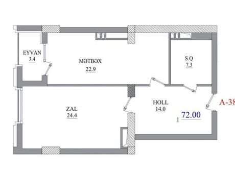 2 otaqlı mənzil, 72 m², Nizami: 285 000 ₼ 3