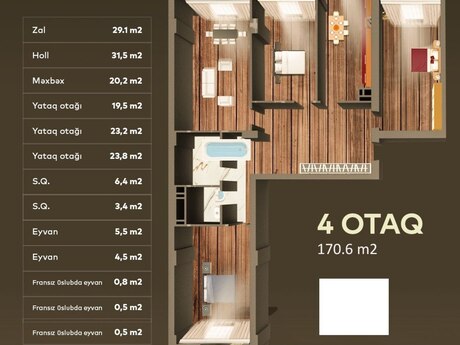 4 otaqlı mənzil, 171 m², Koroğlu Residence: 599 000 ₼ 3