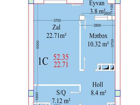 1 otaqlı mənzil, 52,4 m², Binəqədi: 94 000 ₼ 3