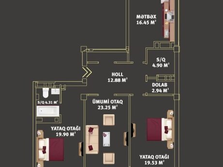3-комнатная квартира, 114 м², Həzi Aslanov: 221 000 ₼ 3