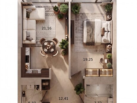 2-room apartment, 76,8 m², Digital Residence: 529 181 ₼ 2
