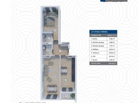 2 otaqlı mənzil, 105 m², Lake City: 300 000 ₼ 2