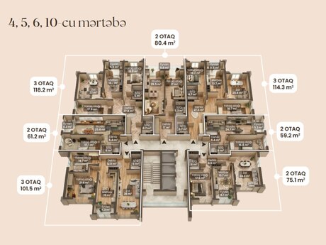 2 otaqlı mənzil, 80,4 m², Binəqədi: 247 500 ₼ 3