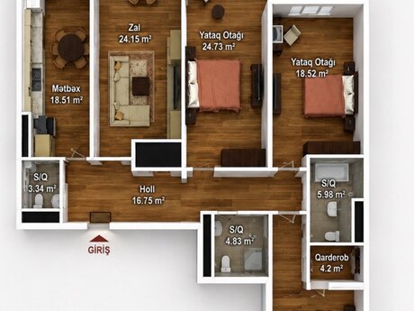 4 otaq · 155 m² · 16/20 mərtəbə, Həzi Aslanov