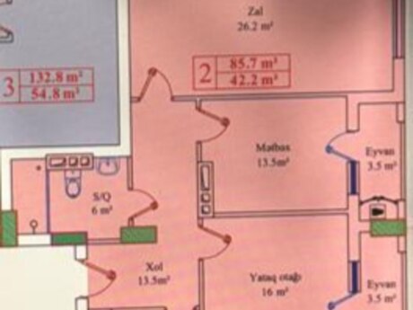 2 otaqlı mənzil, 85,7 m², Həzi Aslanov: 195 000 ₼ 2