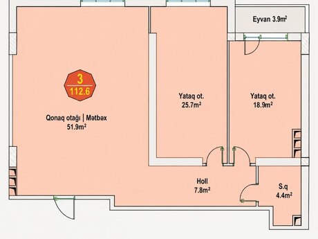 3 otaqlı mənzil, 113 m², Nərimanov: 318 000 ₼ 2