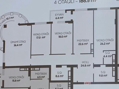 4 otaqlı mənzil, 186 m², 28 May: 425 000 ₼ 2