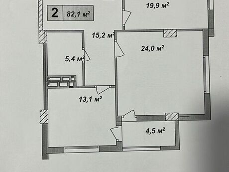 2-room apartment, 82,1 m², Qara Qarayev: 189 000 ₼ 2