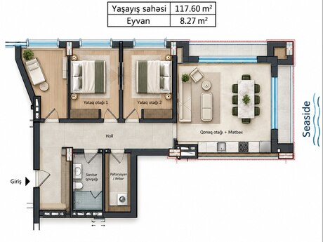 3 otaqlı mənzil, 126 m², Sea Breeze: 385 000 ₼ 4
