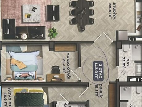 Elan №6442708 - Bakı, Gənclik m., 3 otaqlı, 144 m², 10/18 mərtəbə
