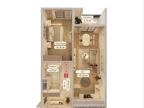 2-room apartment, 82 m², Art Tower: 444 000 ₼ 4